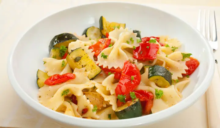 A plate of Bowtie Pasta to be served as salad