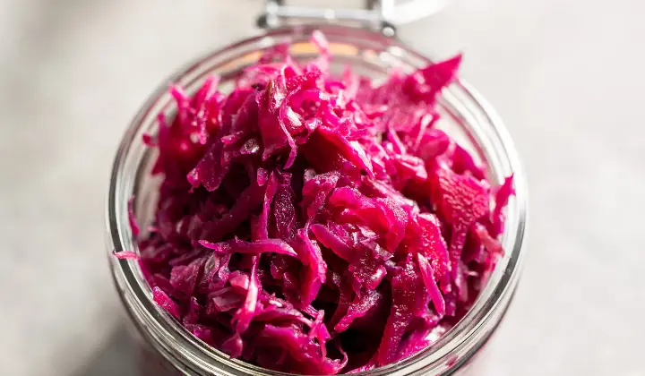 Red Pickled Cabbage in a bowl