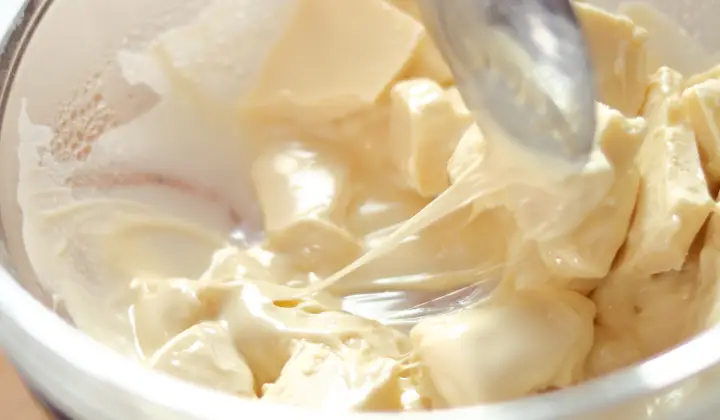 White Chocolate in a bowl ready for frosting