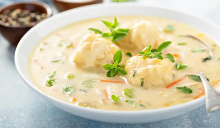 Plate filled with Bisquick Dumplings